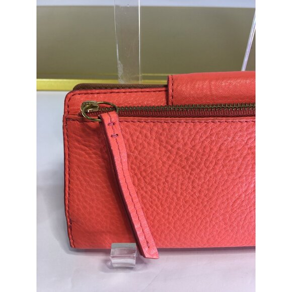 Fossil Women's Emma Tab RFID Clutch Wallet Leather Coral Orange - Picture 5 of 12